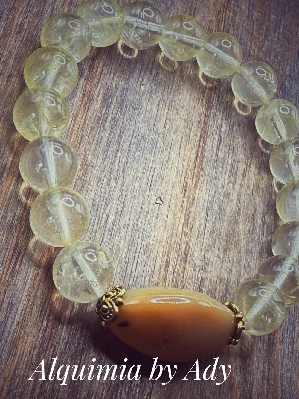LUXURY + BIG YELLOW LAGUNA AGATE Beaded citrine chunky bracelet